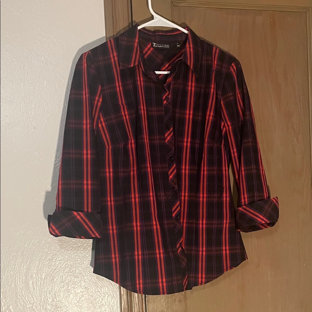 Style & Co. Red and Black Plaid Button Down Shirt. Bundle and save!